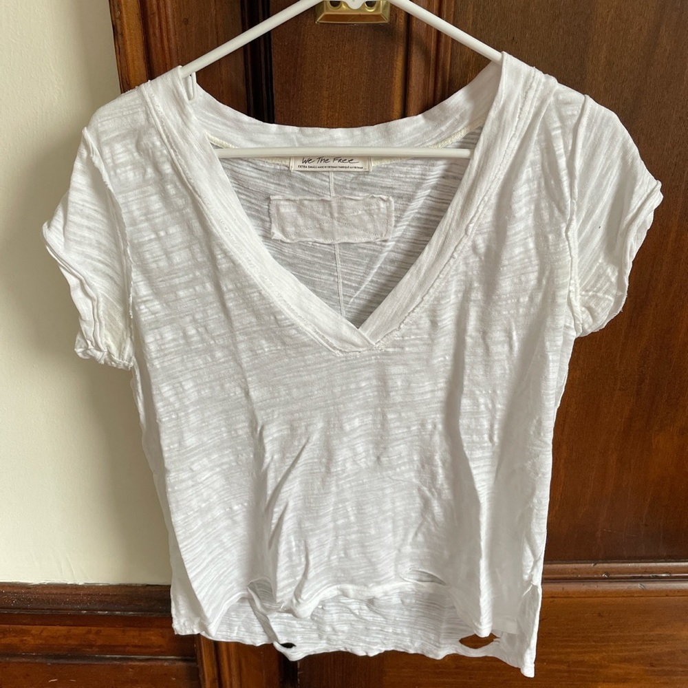 Free People distressed white tee
